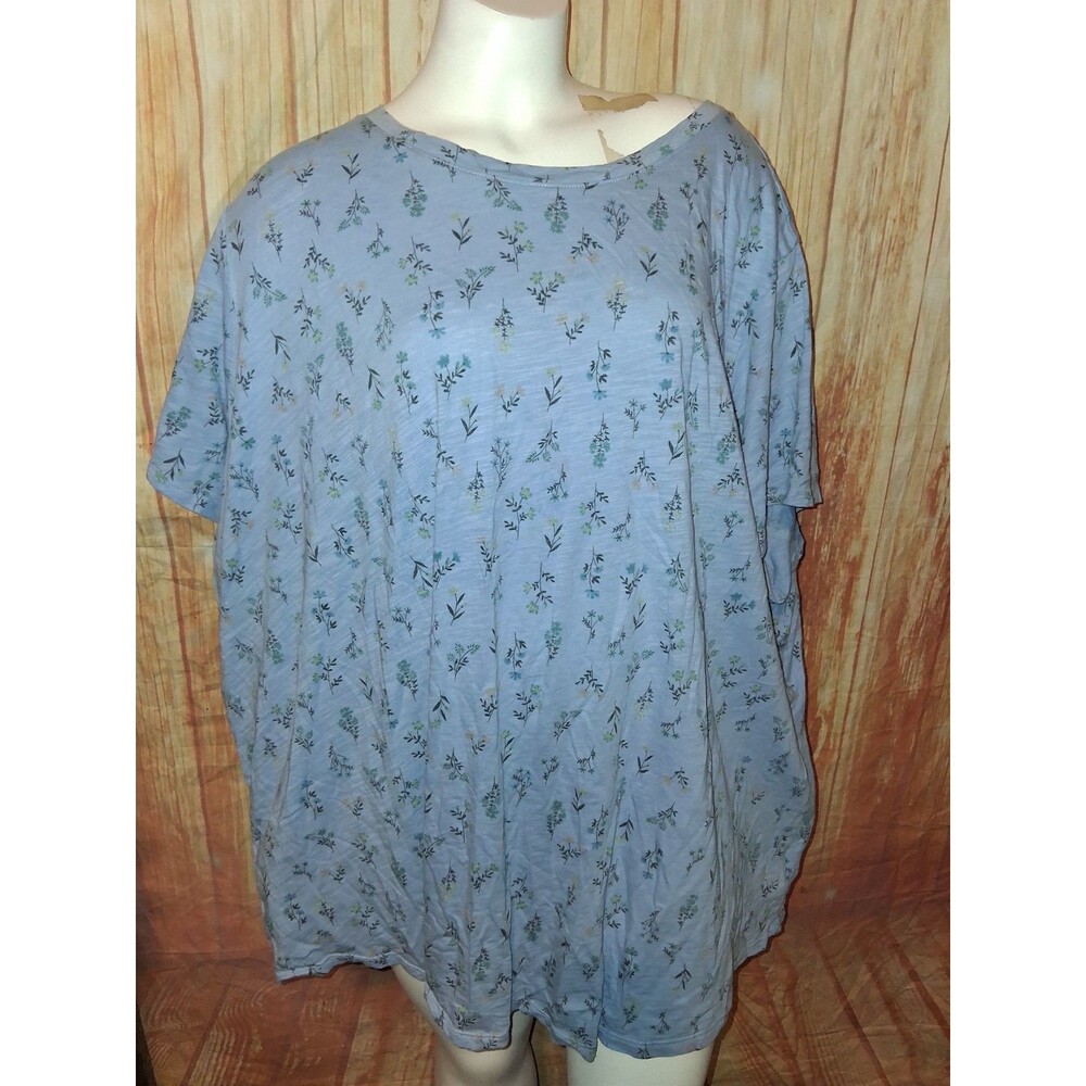 Old Navy Blue Floral Short Sleeve Pullover Blouse Sz 4X